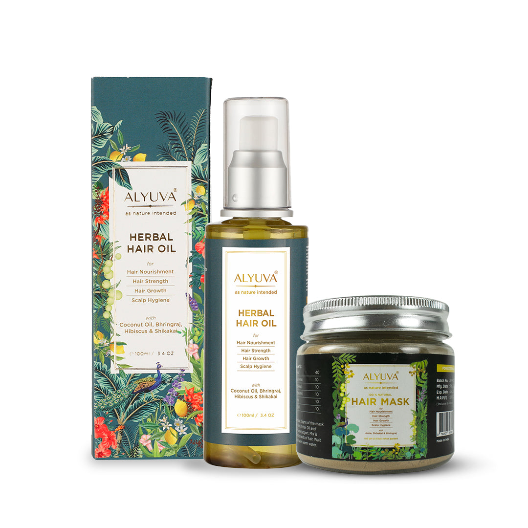 Combo of Herbal Hair Oil (100 ml) and Alyuva Hair Mask (100gm)