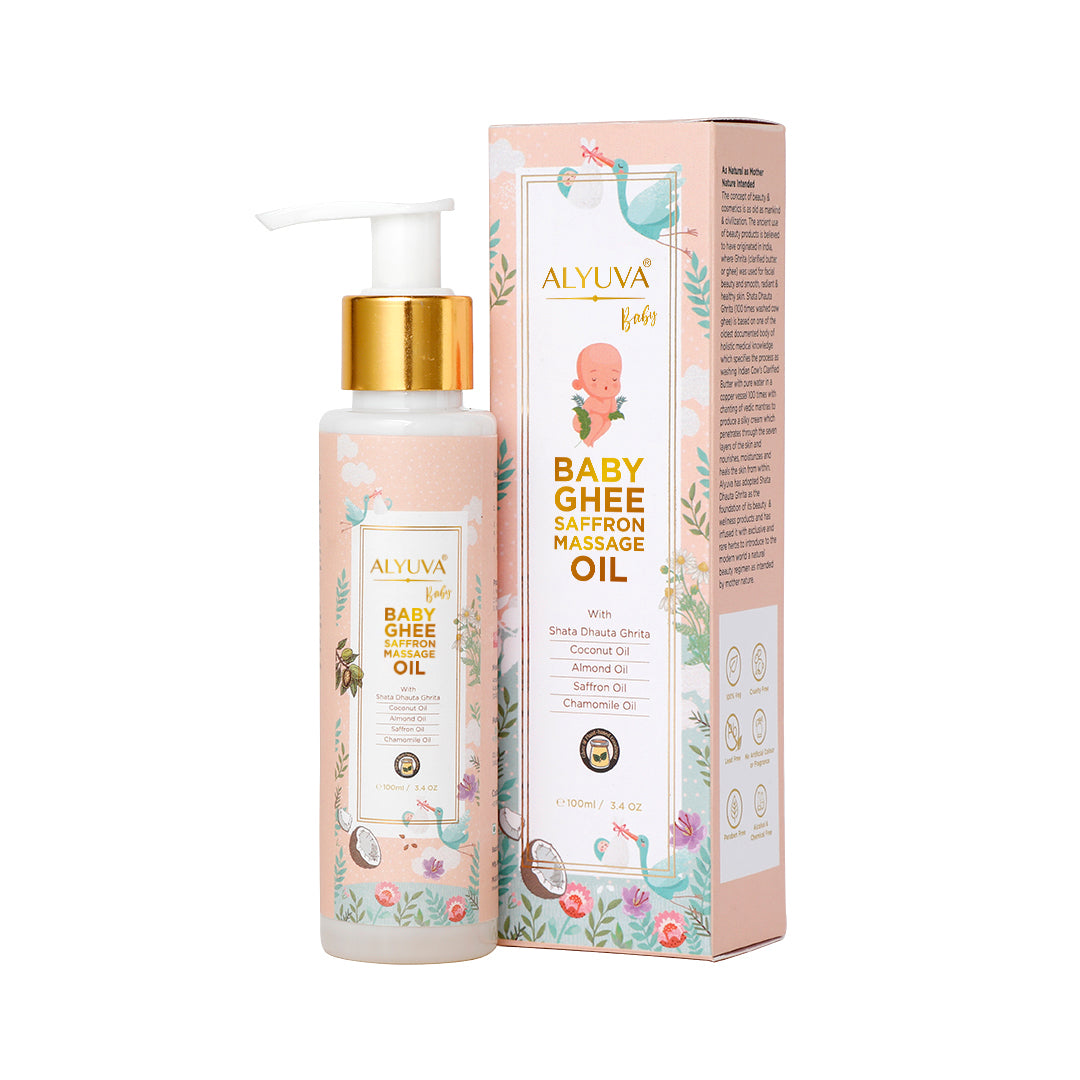 Combo Baby Ghee Saffron Massage Oil (100ml) and Baby Hair Nourishment Oil (100ml)