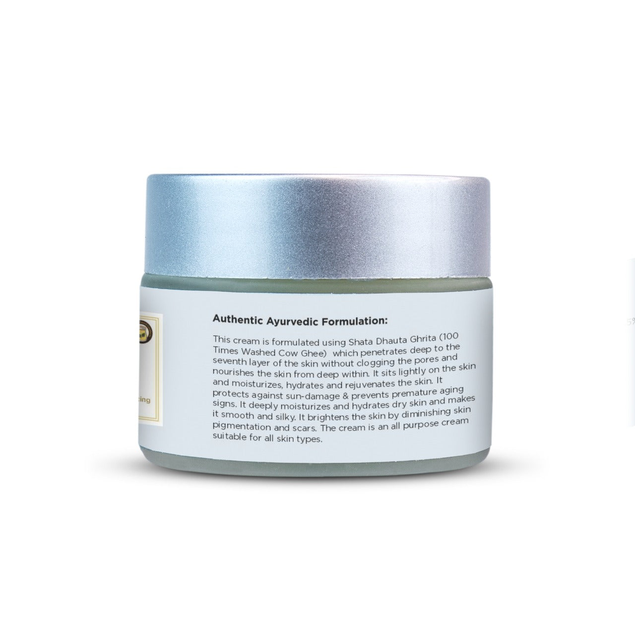 Alyuva Shata Dhauta Ghrita (100 times washed ghee) Cream, Rejuvenating, Moisturizing, Anti Aging & Oil Balancing, 40gm