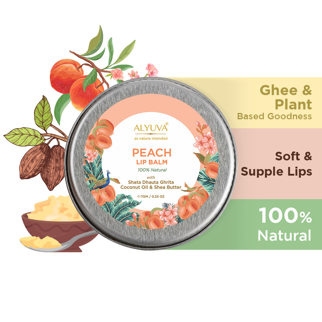 Peach Fruit Lip Balm, Natural & Herbal Ingredients, Ghee based, Unisex for all ages, 7gm, PACK OF 2