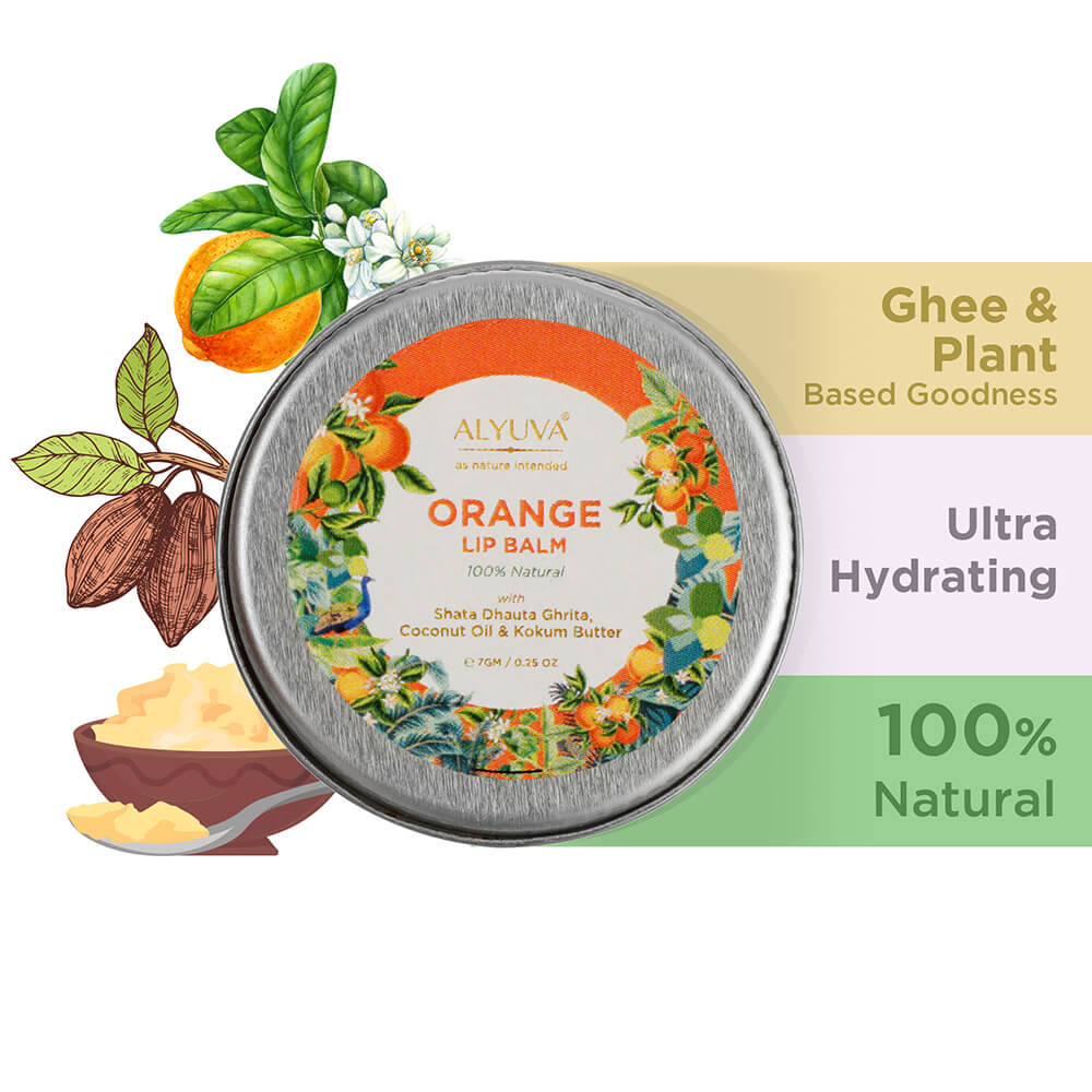 Orange Lip Balm, Natural & Herbal Ingredients, Ghee based, Unisex for all ages, 7gm, PACK OF 2